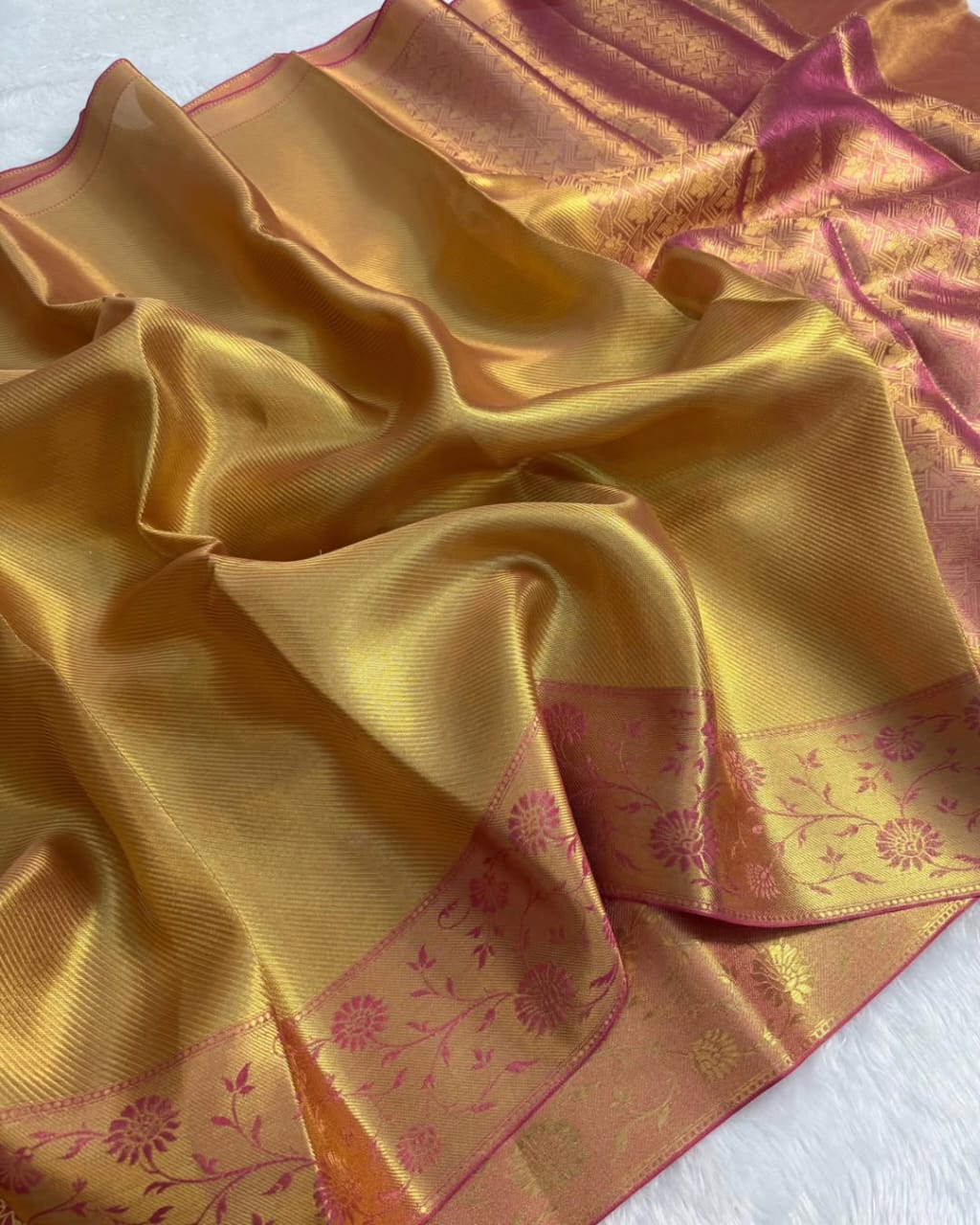 Premium Golden Tissue Silk Banarasi Saree