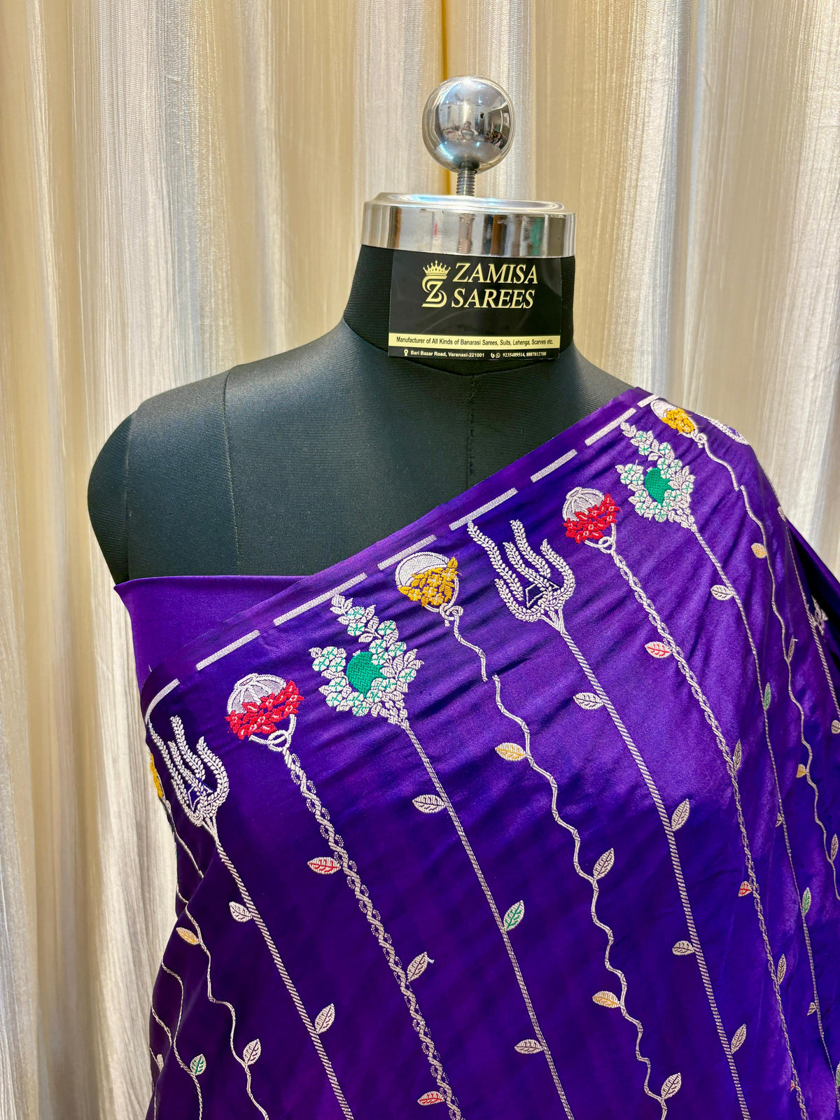 Royal Purple Silk Saree with Intricate Embroidery Work