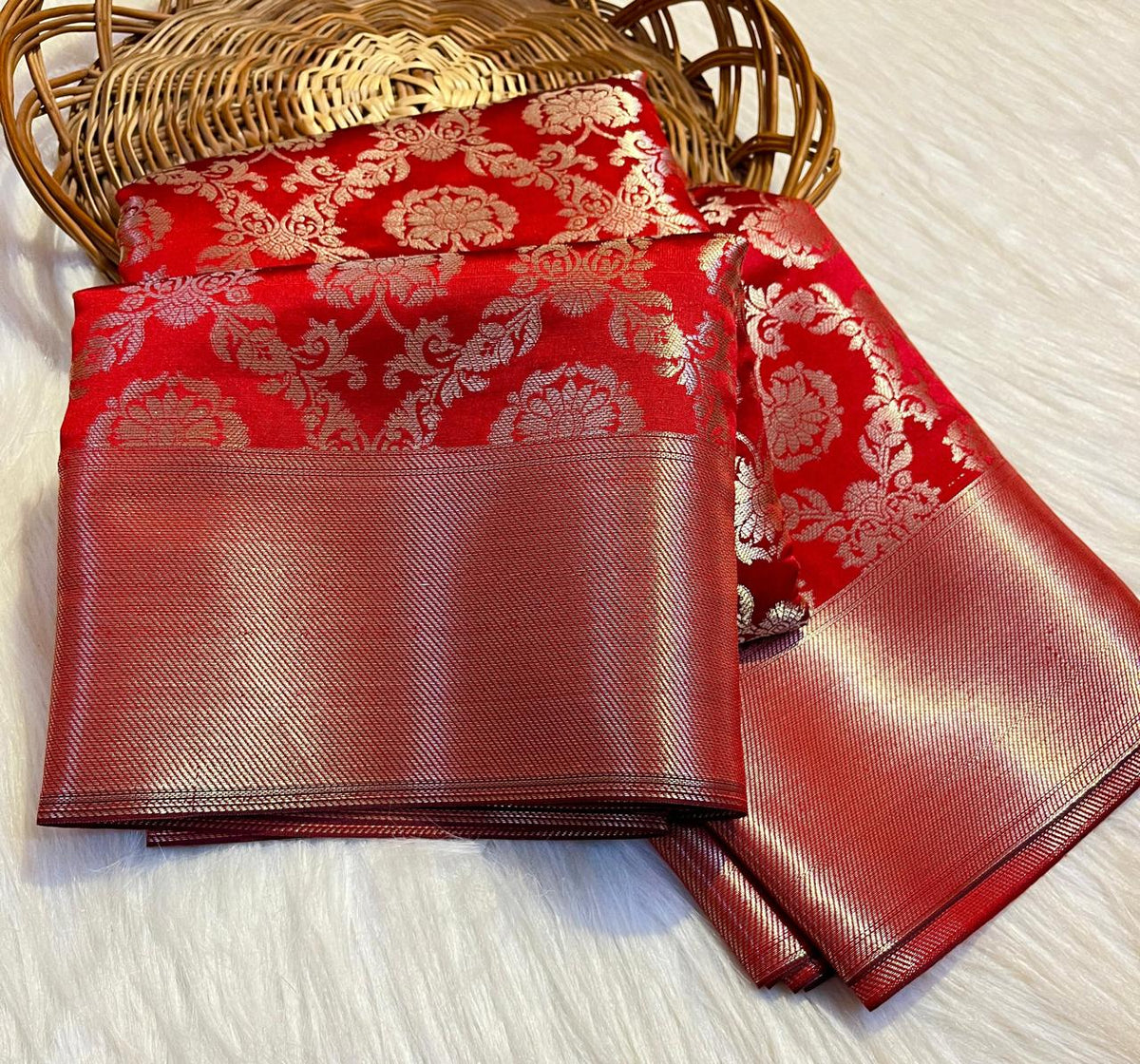 Deepika Red Banarasi Premium Tissue Silk Saree
