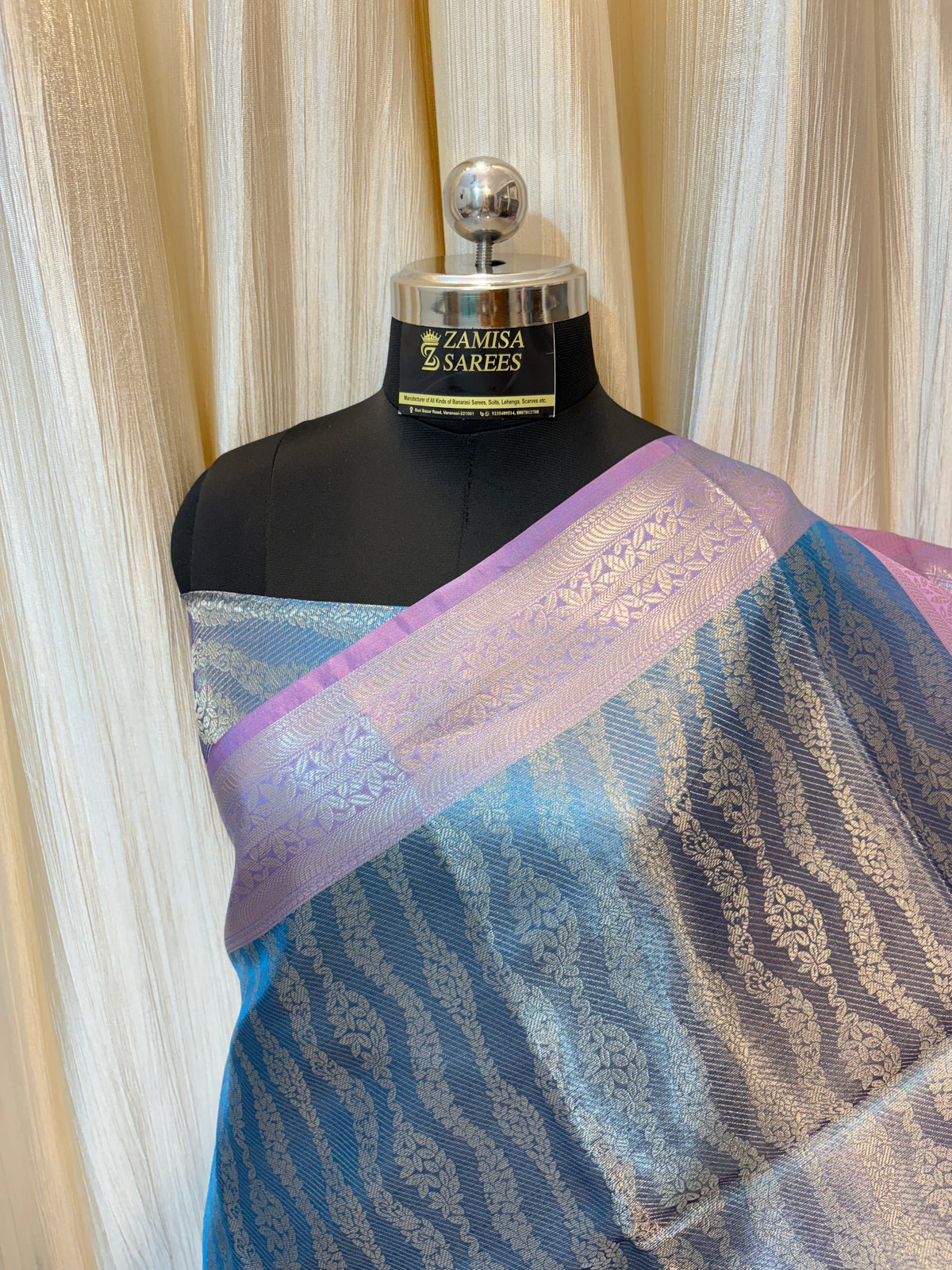 Blue Premium Banarasi Saree in Tissue Silk