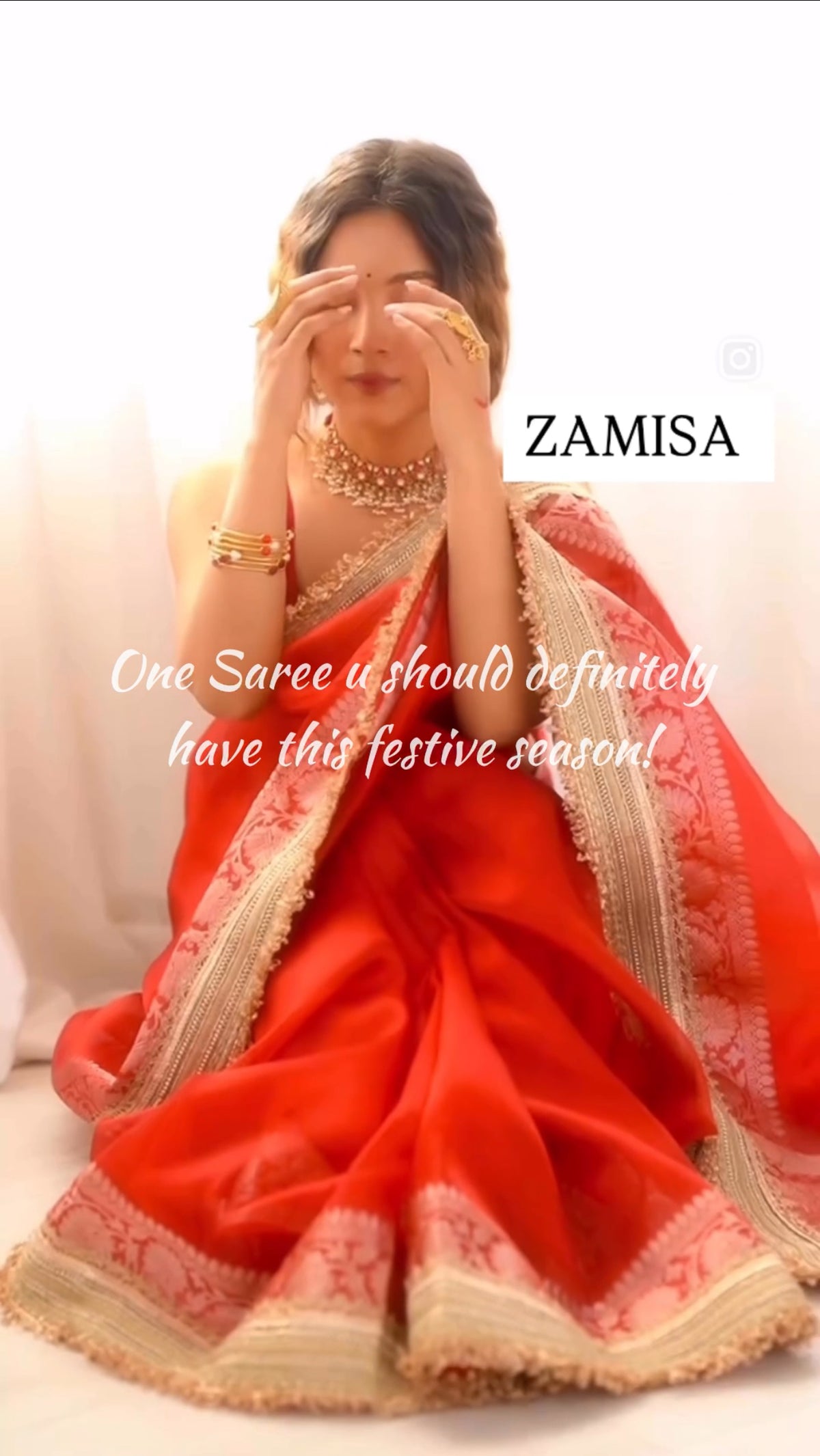 Beautiful Bridal Red Tissue Silk Saree with Lace Work