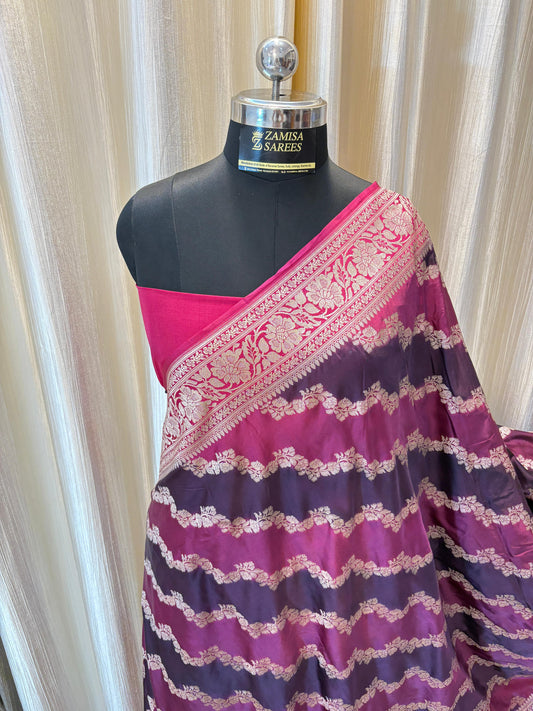 Rankaat Magenta and Rani Katan Silk Banarasi Saree