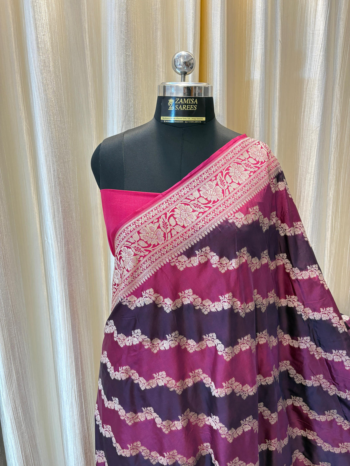 Rankaat Magenta and Rani Katan Silk Banarasi Saree