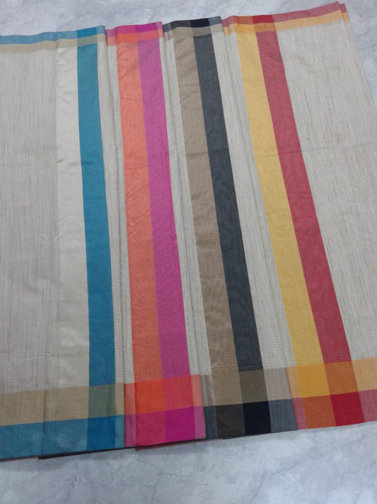 Banarasi Cotton Saree with Coloured Border